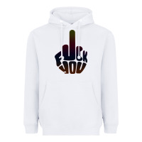 White fuck you middle finger Heavyweight Hoodie - artisFamous