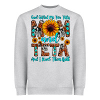 Heather Grey god gifted me two titles mom and teta and i rock t Heavyweight Sweatshirt - JahusDesignShop