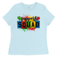 Baby Blue autism support squad Ladies Tee - OliviaCreatesArt