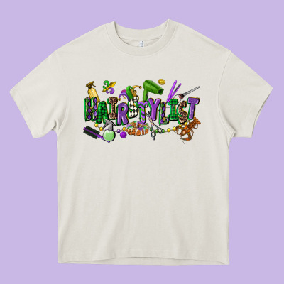 Hairstylist Mardi Gras Heavy Core Tee Designed By Cowgirlartshop