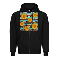 Black sunflower western seamless revize Zipper Hoodie - AdoDesignShop