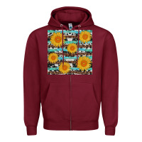 Burgundy sunflower western seamless revize Zipper Hoodie - AdoDesignShop
