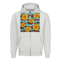 Dove Grey sunflower western seamless revize Zipper Hoodie - AdoDesignShop