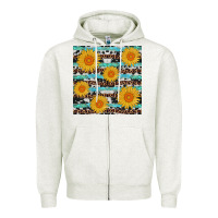 Oatmeal Heather sunflower western seamless revize Zipper Hoodie - AdoDesignShop