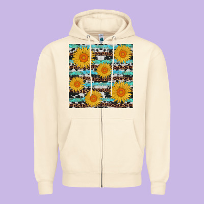 Sunflower Western Seamless Revize Zipper Hoodie Designed By Adodesignshop