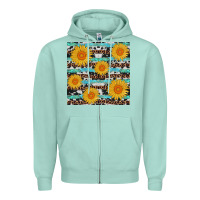 Seafoam sunflower western seamless revize Zipper Hoodie - AdoDesignShop
