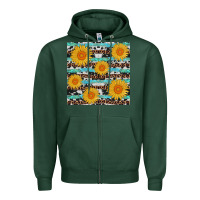 Sports Green sunflower western seamless revize Zipper Hoodie - AdoDesignShop