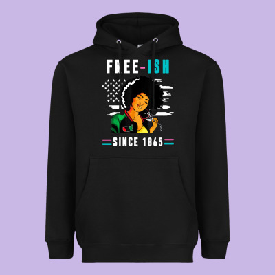 Juneteenth Free Ish Since 1865 Black Heavyweight Hoodie Designed By Artisfamous