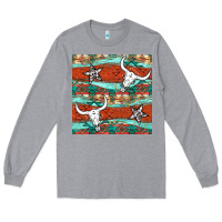 Heather Grey western aztec bull skull stars seamless pattern Long Sleeve Tee - BundleAndBundleShop
