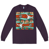 Plum western aztec bull skull stars seamless pattern Long Sleeve Tee - BundleAndBundleShop