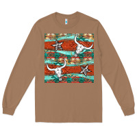 Toasted Coconut western aztec bull skull stars seamless pattern Long Sleeve Tee - BundleAndBundleShop