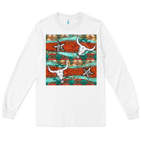 White western aztec bull skull stars seamless pattern Long Sleeve Tee - BundleAndBundleShop