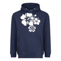 Navy hawaiian flower Heavyweight Hoodie - artisFamous