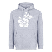Heather Grey hawaiian flower Heavyweight Hoodie - artisFamous