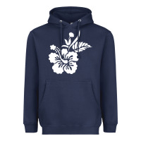 Navy hawaiian flower Heavyweight Hoodie - artisFamous