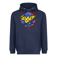 Navy tear off wonder woman shield Heavyweight Hoodie - artisFamous