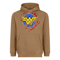 Toasted Coconut tear off wonder woman shield Heavyweight Hoodie - artisFamous
