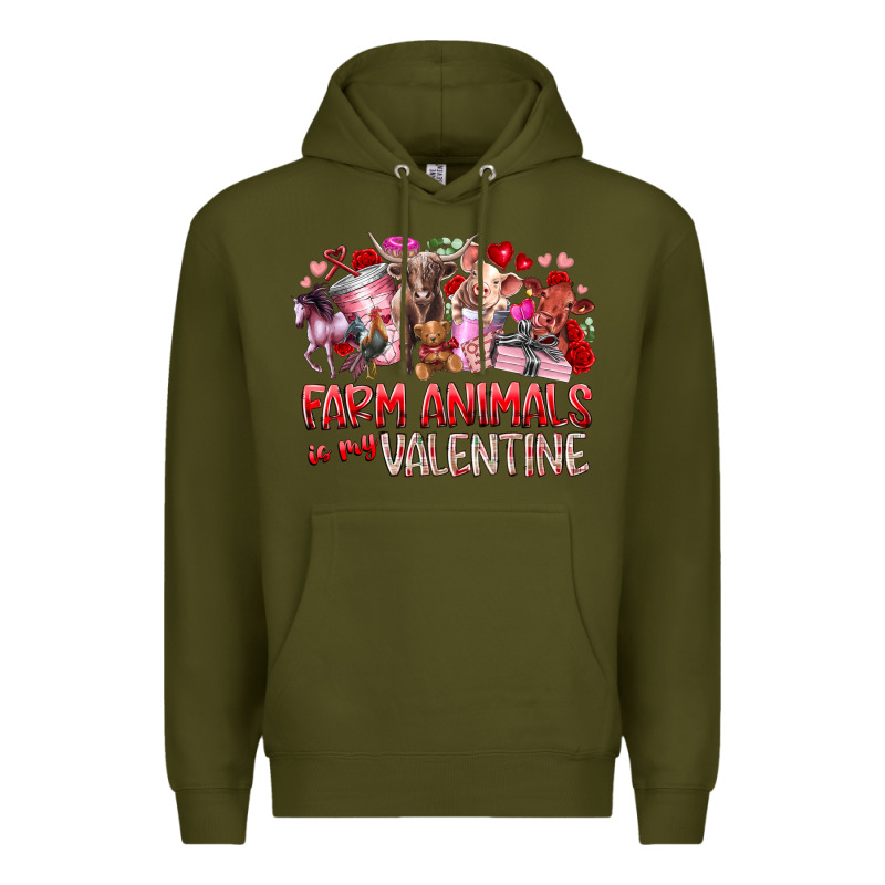 Farm Animals Is My Valentine Premium Hoodie by RacoonDesign | Teevron