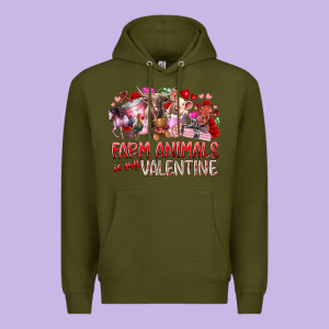 Farm Animals Is My Valentine Premium Hoodie Designed By Racoondesign