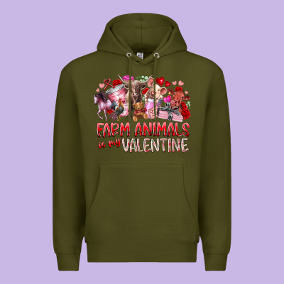 Farm Animals Is My Valentine Premium Hoodie Designed By Racoondesign