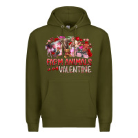 Army Green farm animals is my valentine Premium Hoodie - RacoonDesign