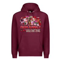Burgundy farm animals is my valentine Premium Hoodie - RacoonDesign
