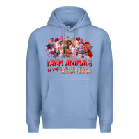 Colony Blue farm animals is my valentine Premium Hoodie - RacoonDesign