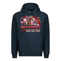 Navy farm animals is my valentine Premium Hoodie - RacoonDesign