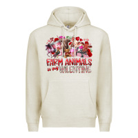 Oatmeal Heather farm animals is my valentine Premium Hoodie - RacoonDesign