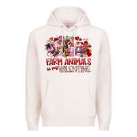 Pale Pink farm animals is my valentine Premium Hoodie - RacoonDesign