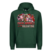 Sports Green farm animals is my valentine Premium Hoodie - RacoonDesign