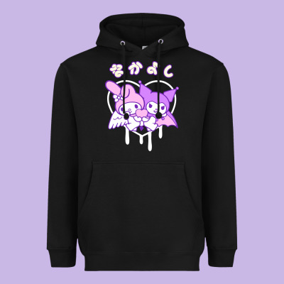 Melody And Kuromi Heart Heavyweight Hoodie Designed By Artisfamous