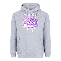Heather Grey melody and kuromi heart Heavyweight Hoodie - artisFamous