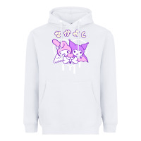 White melody and kuromi heart Heavyweight Hoodie - artisFamous