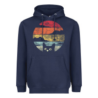Navy cat retro vintage style Heavyweight Hoodie - artisFamous