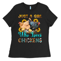 Black just a girl who loves chickens Ladies Tee - OliviaCreatesArt