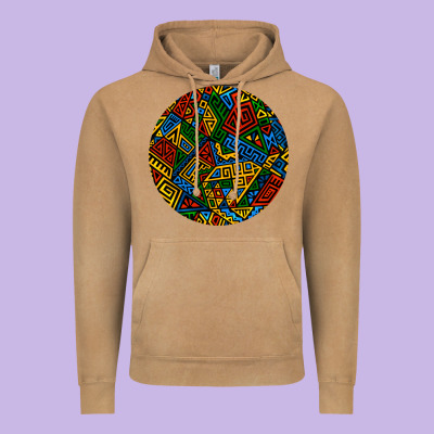 African Fabric Pattern Round Earrings 3 Vintage Hoodie Designed By Bundleandbundleshop