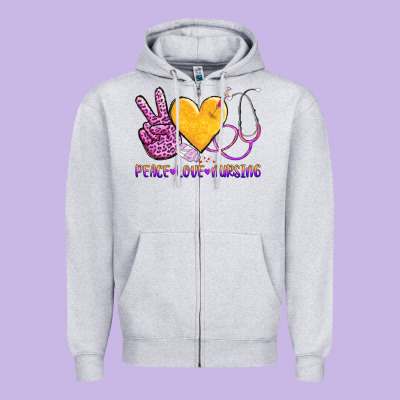 Peace Love Nursing Zipper Hoodie Designed By Adodesignshop