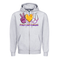 Heather Grey peace love nursing Zipper Hoodie - AdoDesignShop