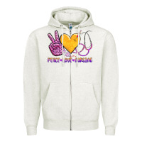 Oatmeal Heather peace love nursing Zipper Hoodie - AdoDesignShop