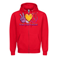 Red peace love nursing Zipper Hoodie - AdoDesignShop