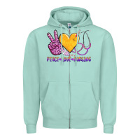 Seafoam peace love nursing Zipper Hoodie - AdoDesignShop