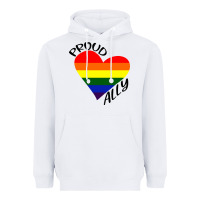 White proud ally lgbt heart gay pride month Heavyweight Hoodie - artisFamous