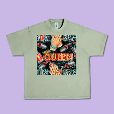 Nail Queen Hand And Polish With Lights And Leopard Seamless Pattern Bb Urban Heavy Tee Designed By Bundleandbundleshop