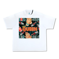 White nail queen hand and polish with lights and leopard seamless pattern bb Urban Heavy Tee - BundleAndBundleShop