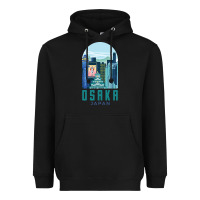 Black Osaka Japan Heavyweight Hoodie - artisFamous