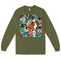 Army Green western cowgirl seamless pattern Long Sleeve Tee - BundleAndBundleShop