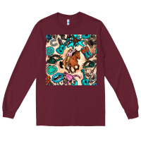 Burgundy western cowgirl seamless pattern Long Sleeve Tee - BundleAndBundleShop