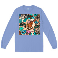Colony Blue western cowgirl seamless pattern Long Sleeve Tee - BundleAndBundleShop