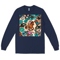Navy western cowgirl seamless pattern Long Sleeve Tee - BundleAndBundleShop